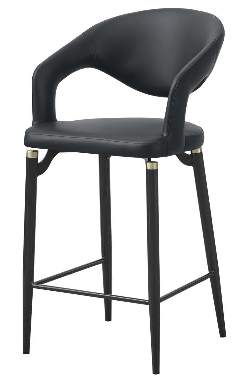 Indoor Gray Metal Barstool W/ Black Vinyl Seat