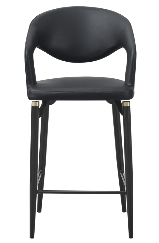 Indoor Gray Metal Barstool W/ Black Vinyl Seat