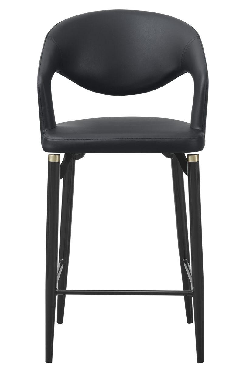 Indoor Gray Metal Barstool W/ Black Vinyl Seat