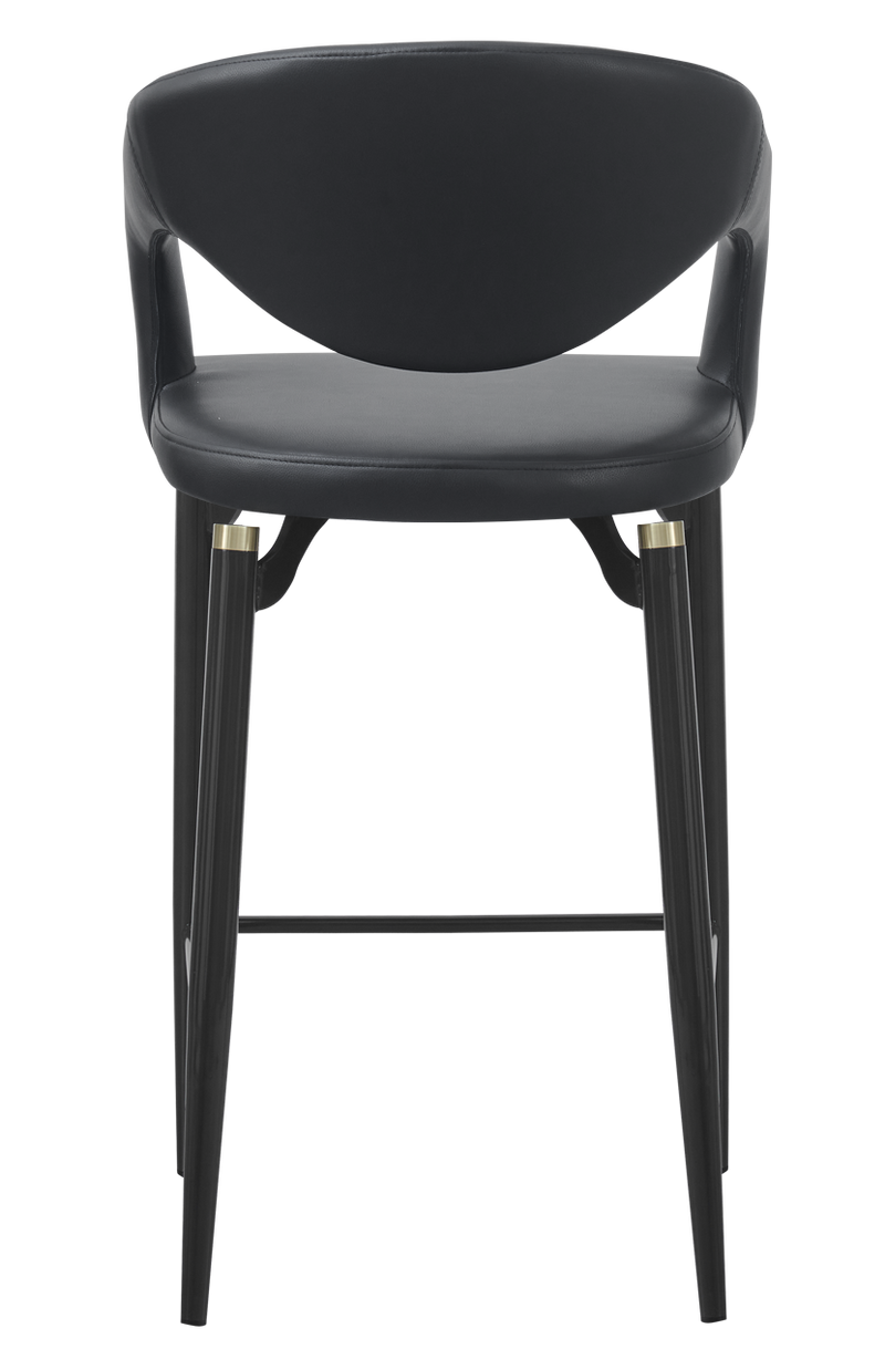 Indoor Gray Metal Barstool W/ Black Vinyl Seat