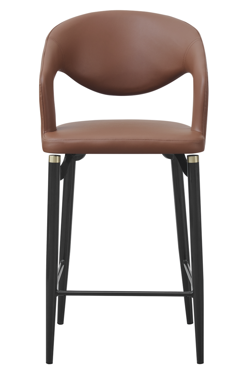 Indoor Gray Metal Barstool W/ Brown Vinyl Seat