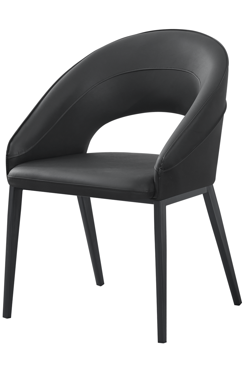 Black Metal ArmChair W/ Black Vinyl Seat