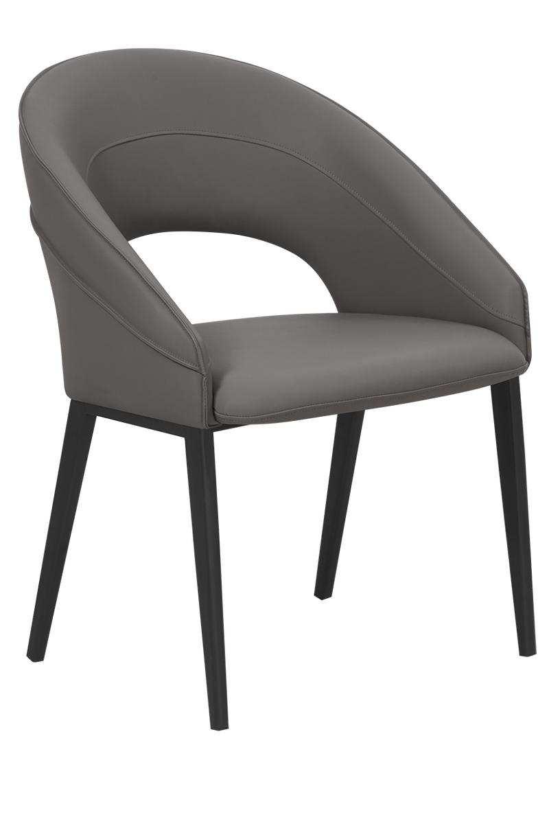 Black Metal ArmChair W/ Gray Vinyl Seat
