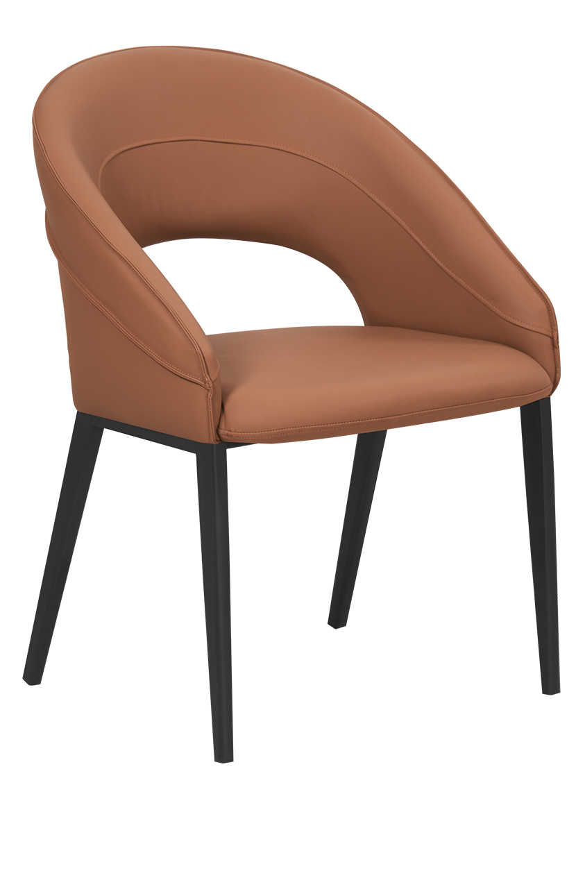 Black Metal ArmChair W/ Brown Vinyl Seat