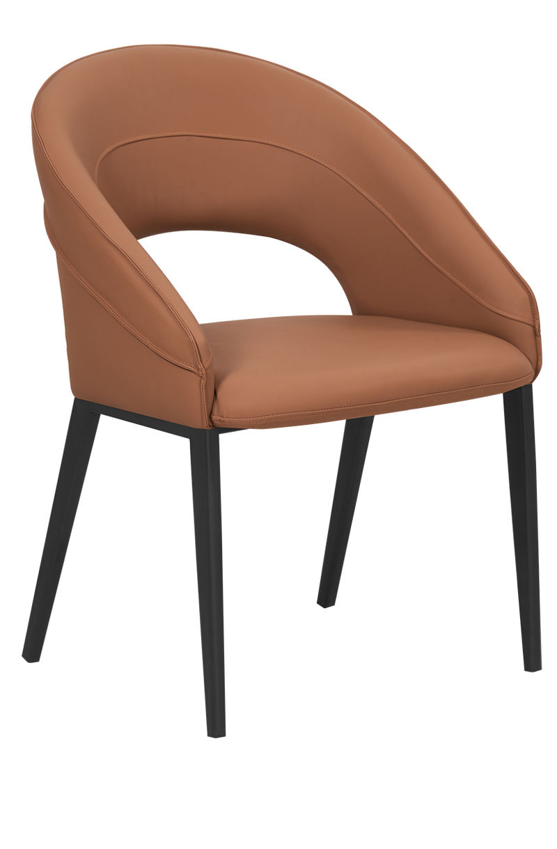 Black Metal ArmChair W/ Orange Vinyl Seat