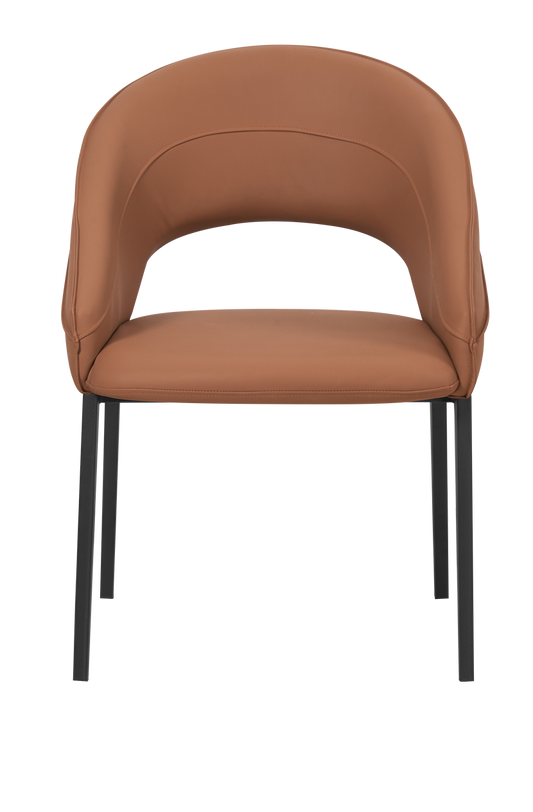Black Metal ArmChair W/ Brown Vinyl Seat