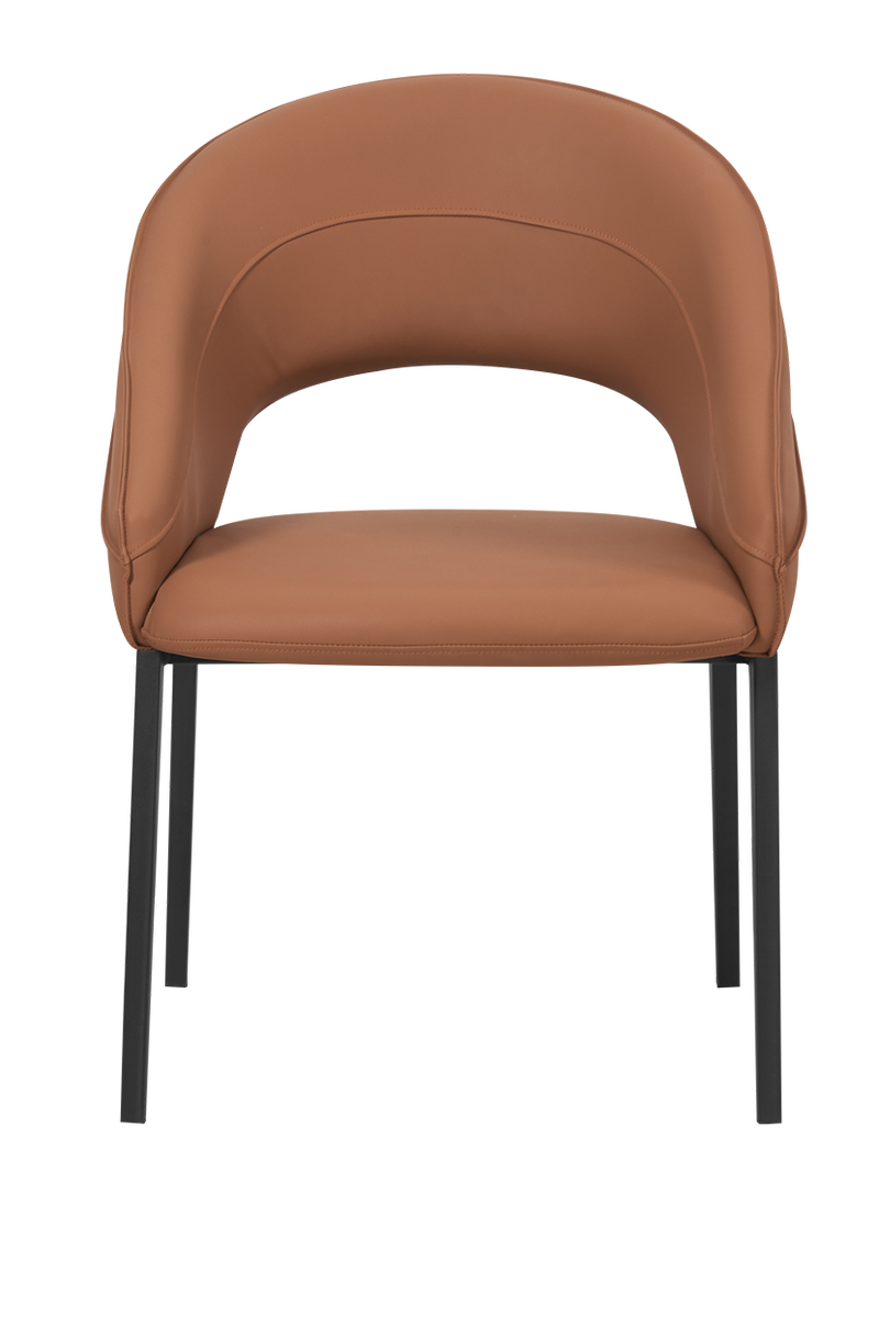 Black Metal ArmChair W/ Orange Vinyl Seat