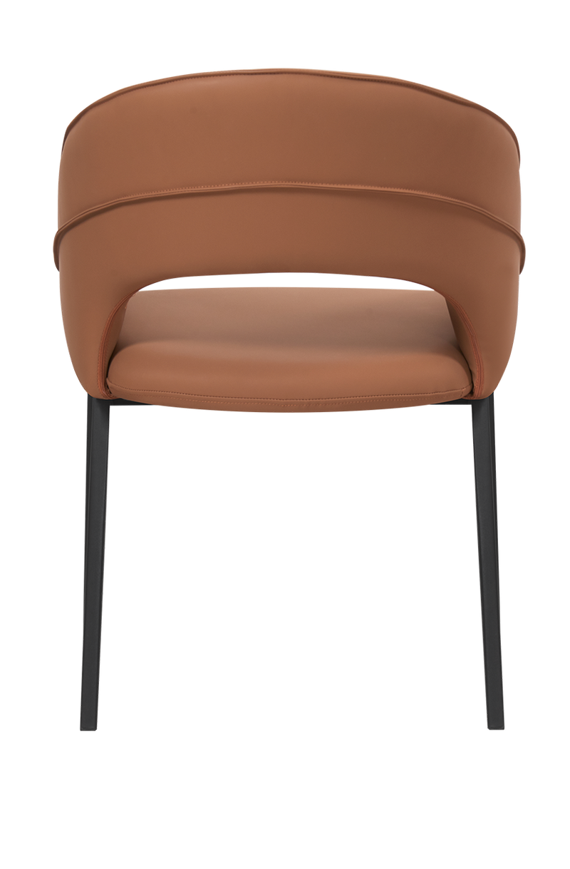 Black Metal ArmChair W/ Orange Vinyl Seat