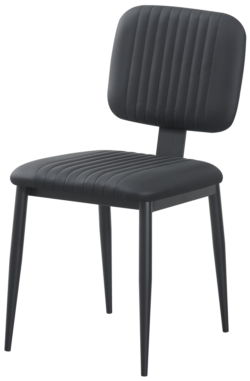 Black Metal Chair W/ Black Vinyl Seat
