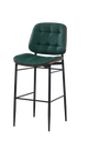 Indoor Barstool with Green Vinyl and Veneer Seat, Metal Frame Finish Black