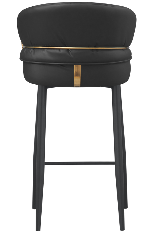 Golden Metal Arm and Black Frame Barstool w/ Black Vinyl Seat & Back