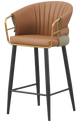 Golden Metal Arm and Black Frame Barstool w/ Brown Vinyl Seat & Back