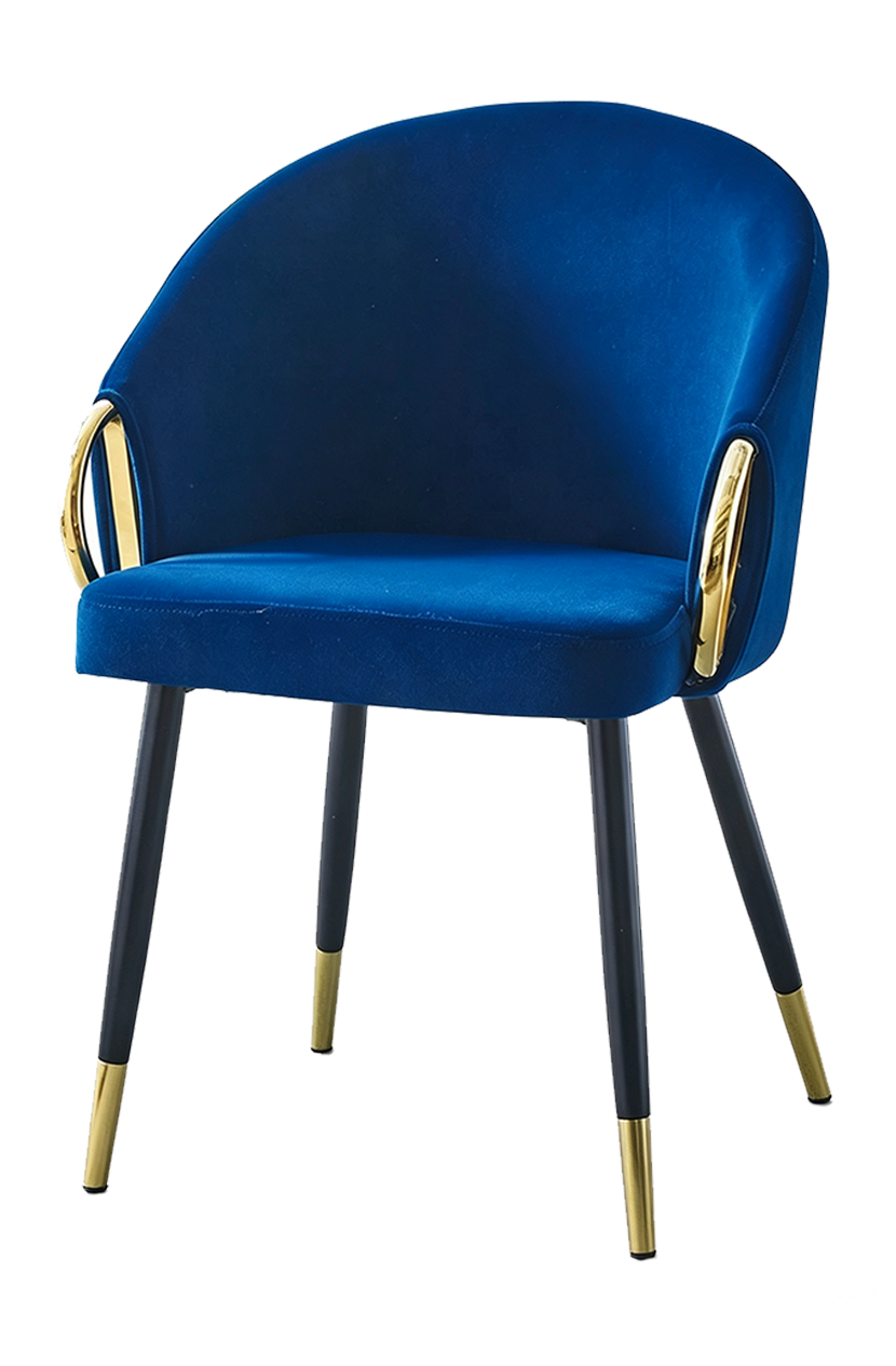 Indoor Black Steel Chair W/ Vinyl Blue Seat