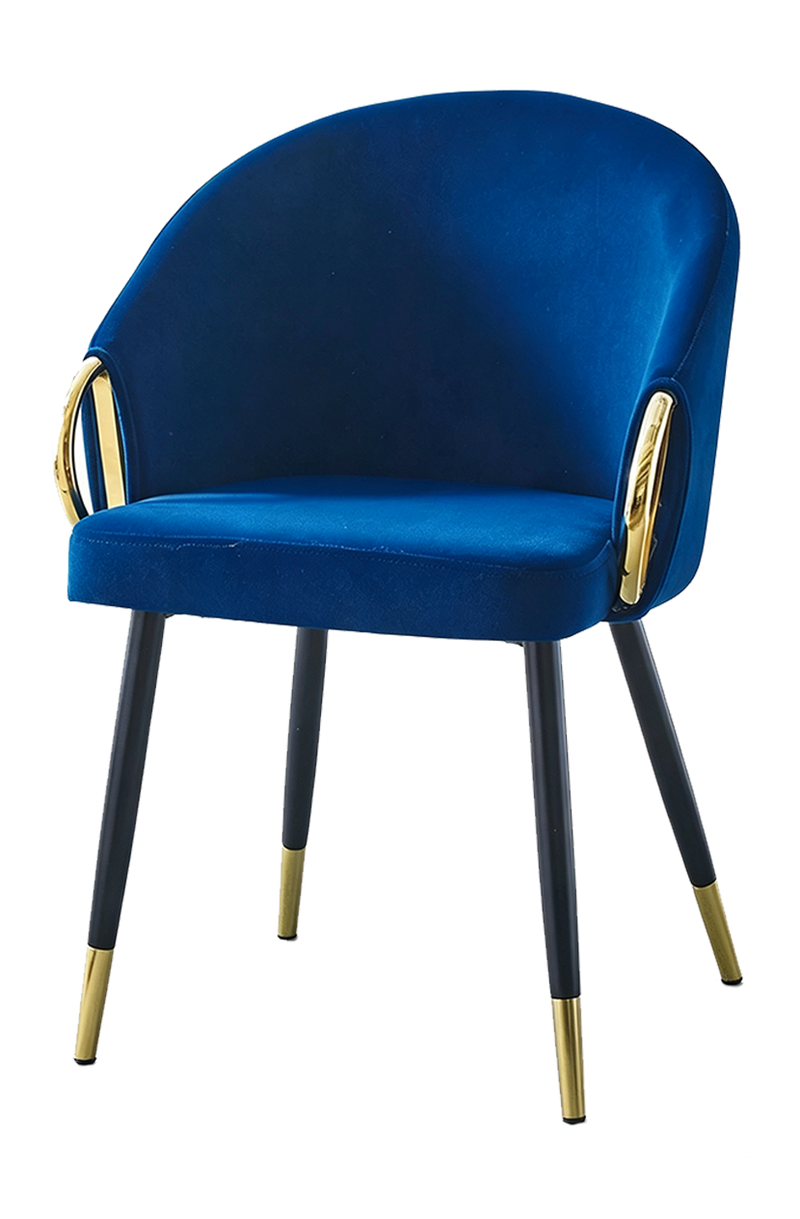 Indoor Black Steel Chair W/ Vinyl Blue Seat
