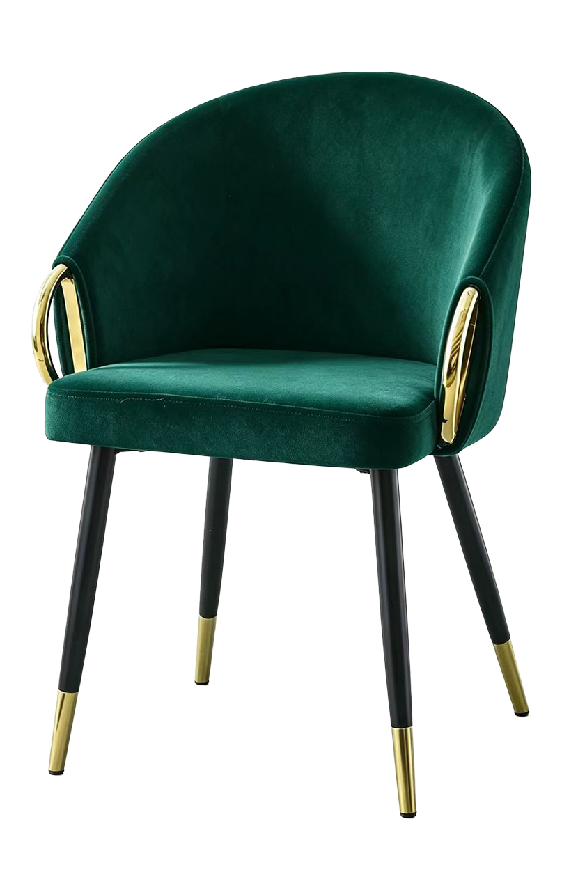 Indoor Black Steel Chair W/ Vinyl Green Seat