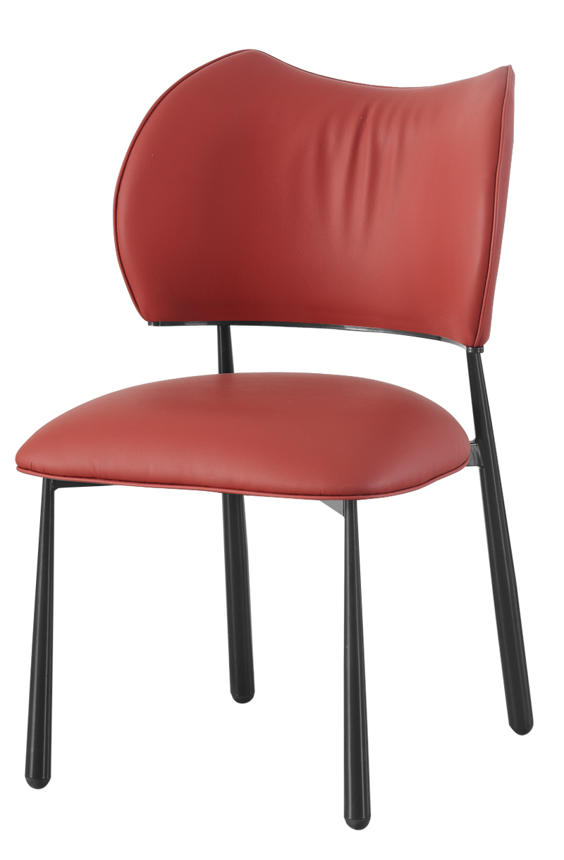 Red Vinyl Seat and Back with Black Frame