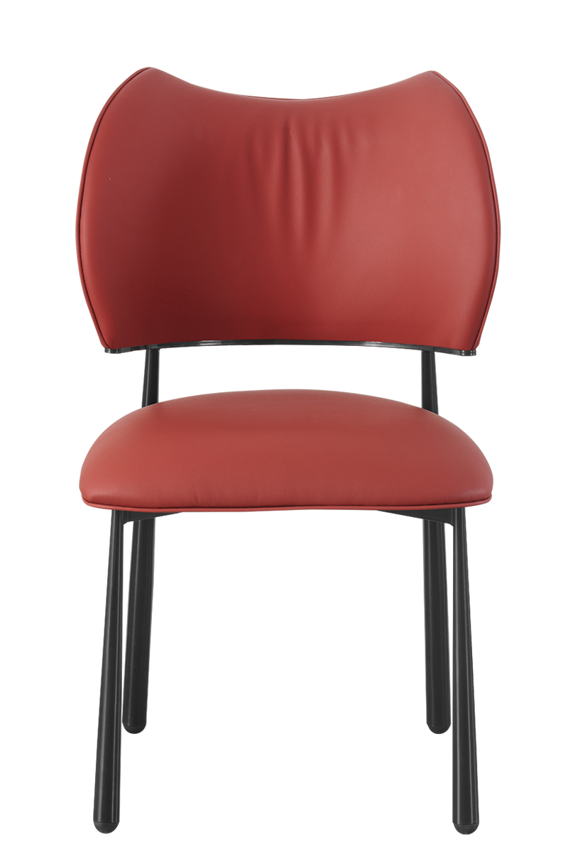 Red Vinyl Seat and Back with Black Frame