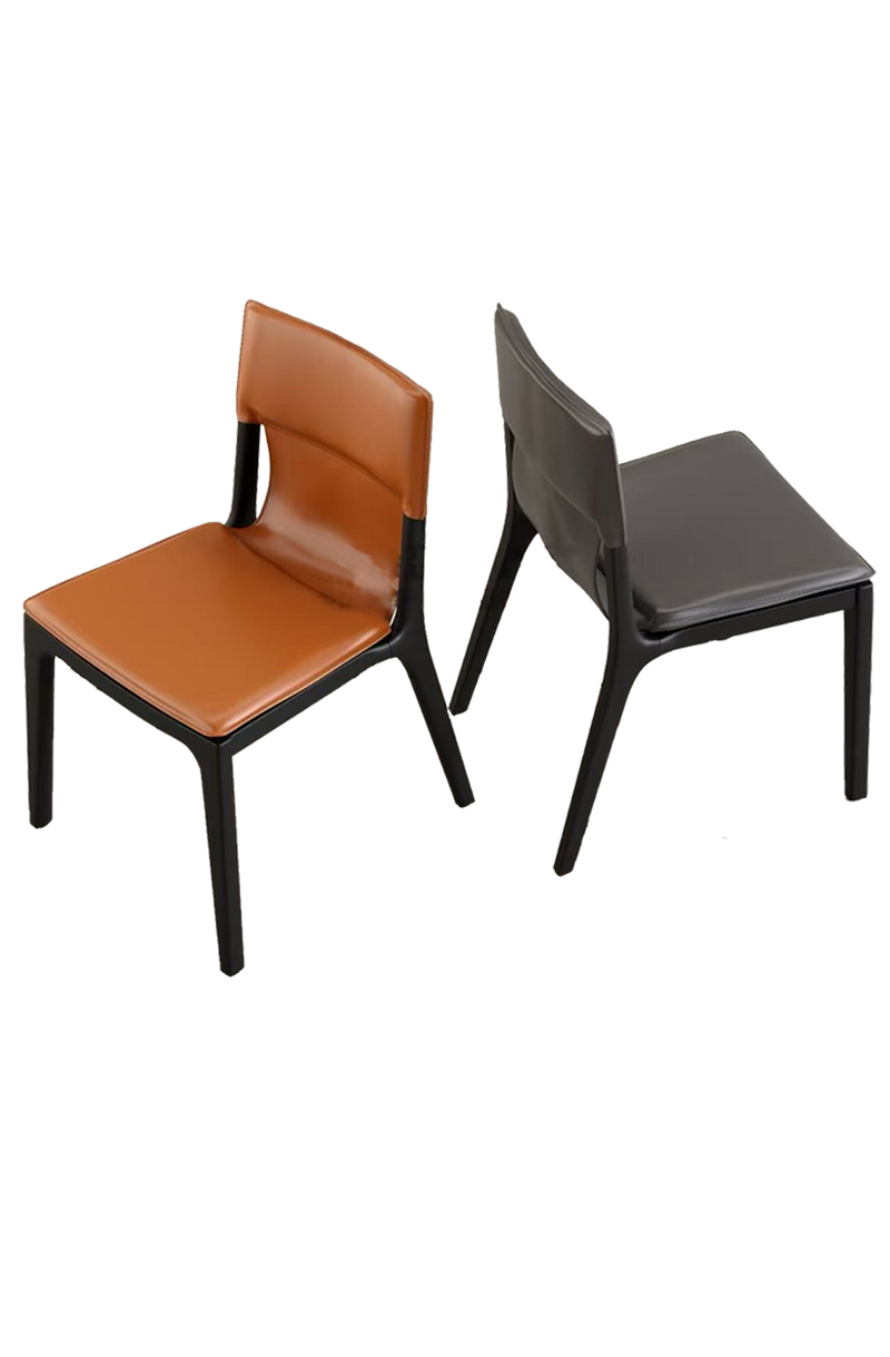 Black Steel Chair with Brown/Grey Vinyl Seat&Back