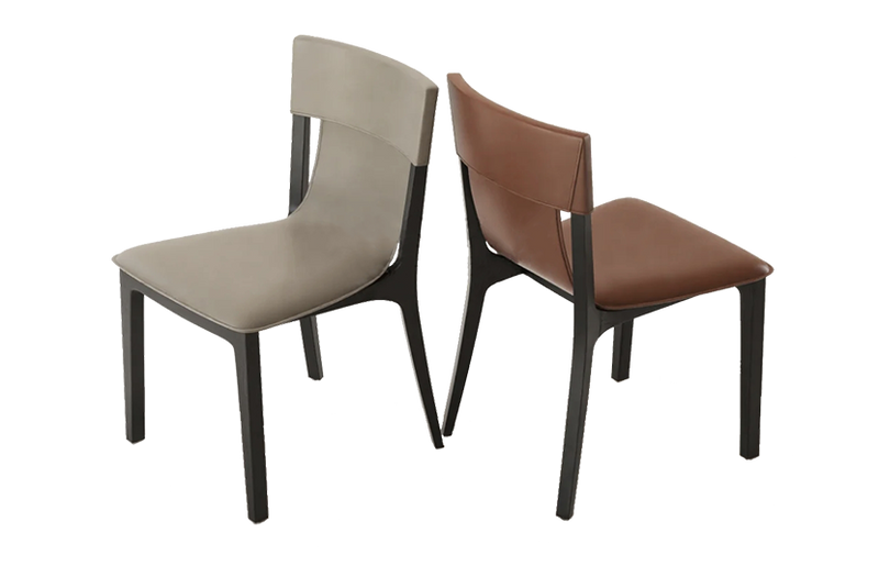 Black Steel Chair with Brown/Grey Vinyl Seat&Back