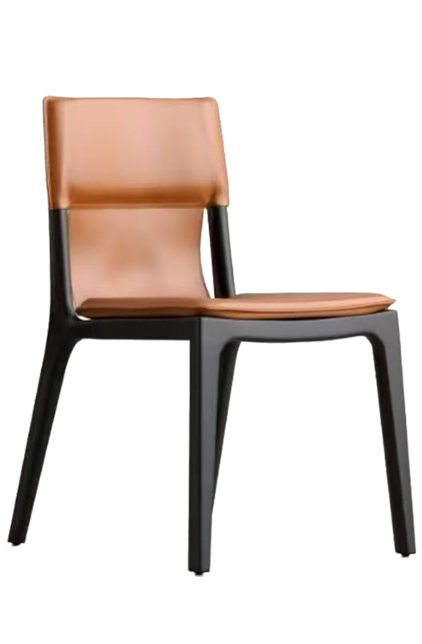Black Steel Chair with Brown/Grey Vinyl Seat&Back