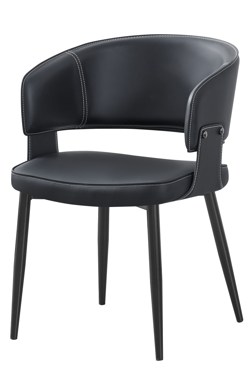 Indoor Metal Black Vinyl Chair W/ Black Frame