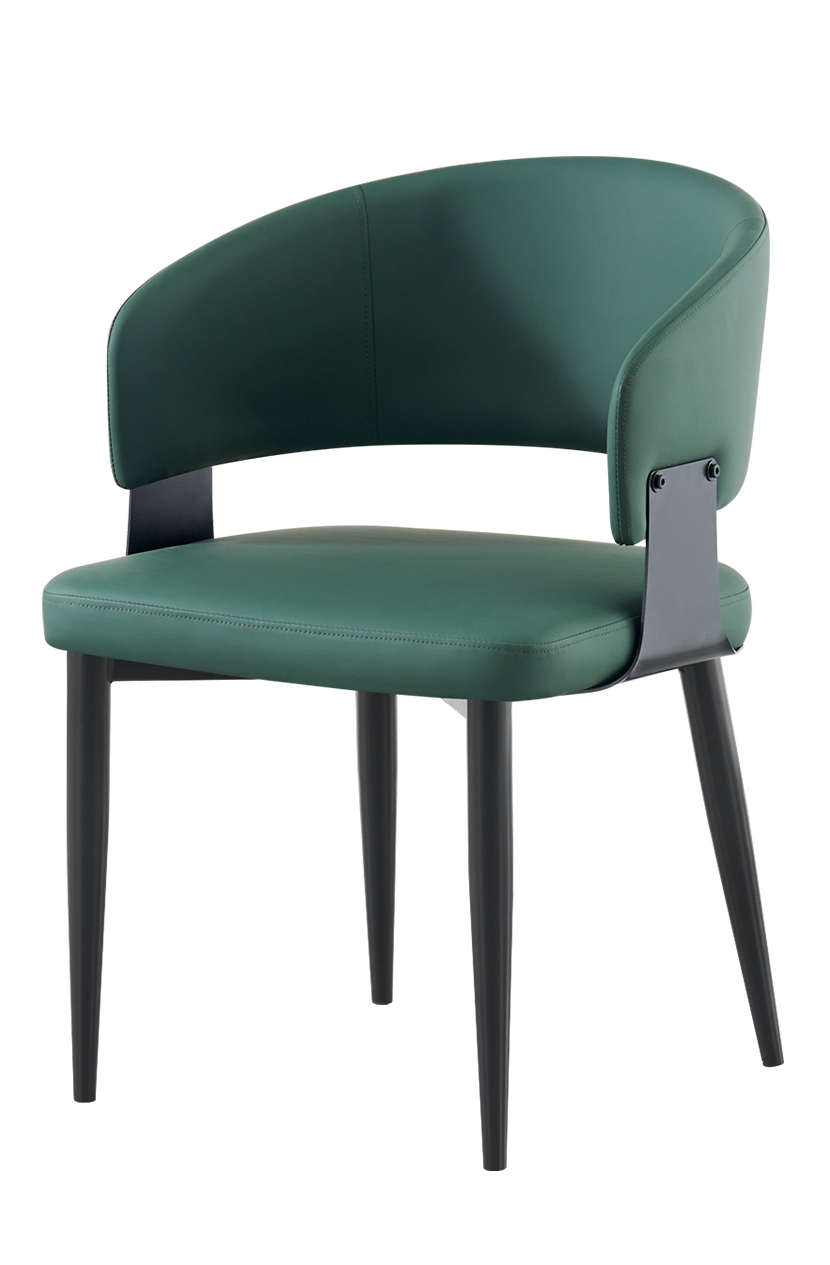 Indoor Green Vinyl Seat Chair, Finish Black Frame