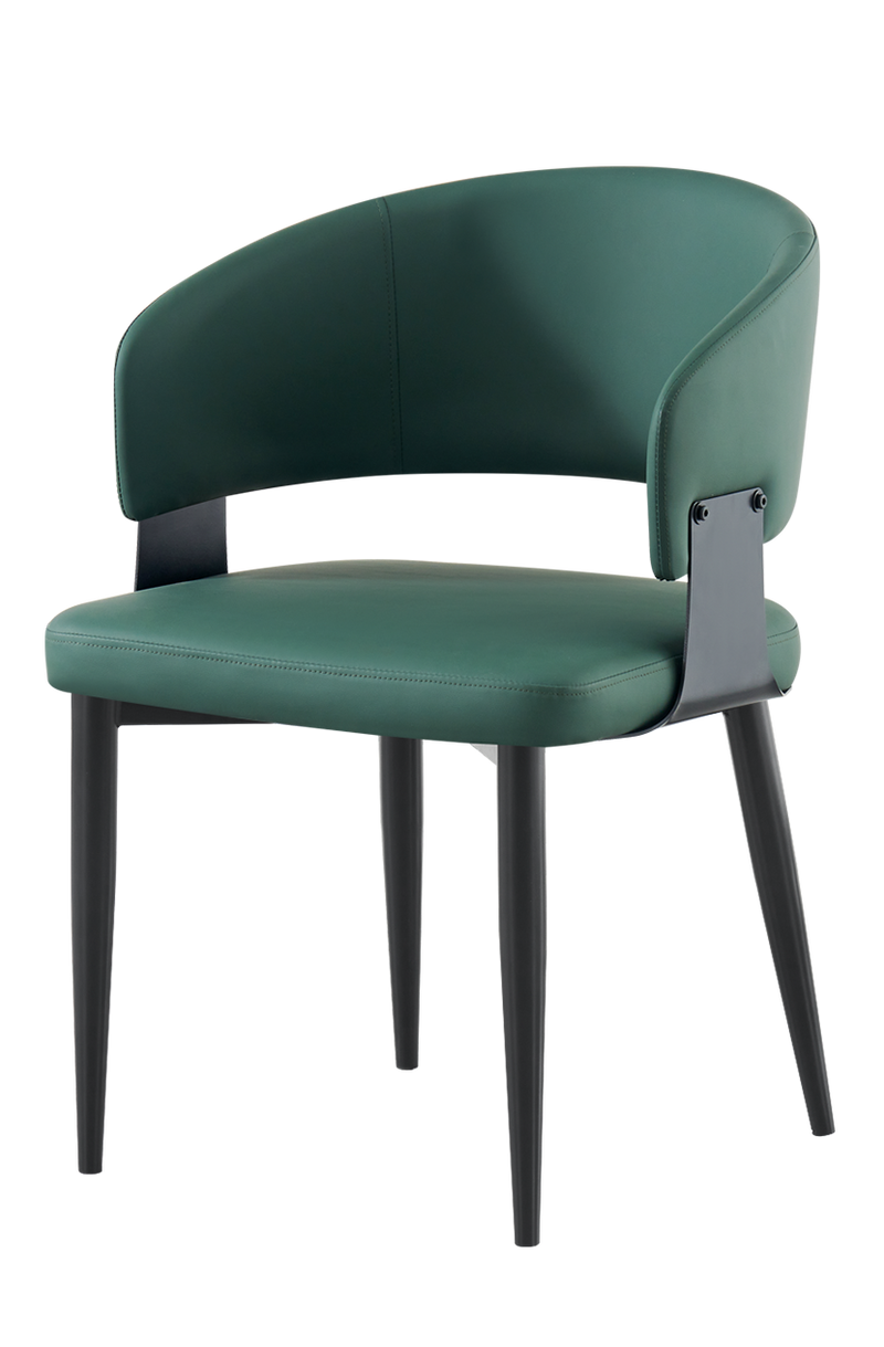 Indoor Green Vinyl Seat Chair, Finish Black Frame