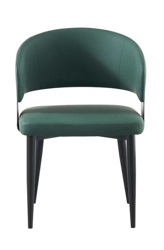 Indoor Green Vinyl Seat Chair, Finish Black Frame