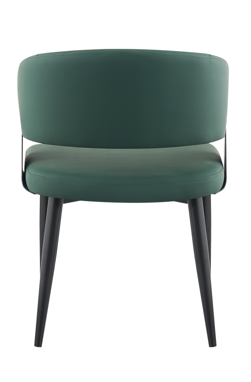 Indoor Green Vinyl Seat Chair, Finish Black Frame