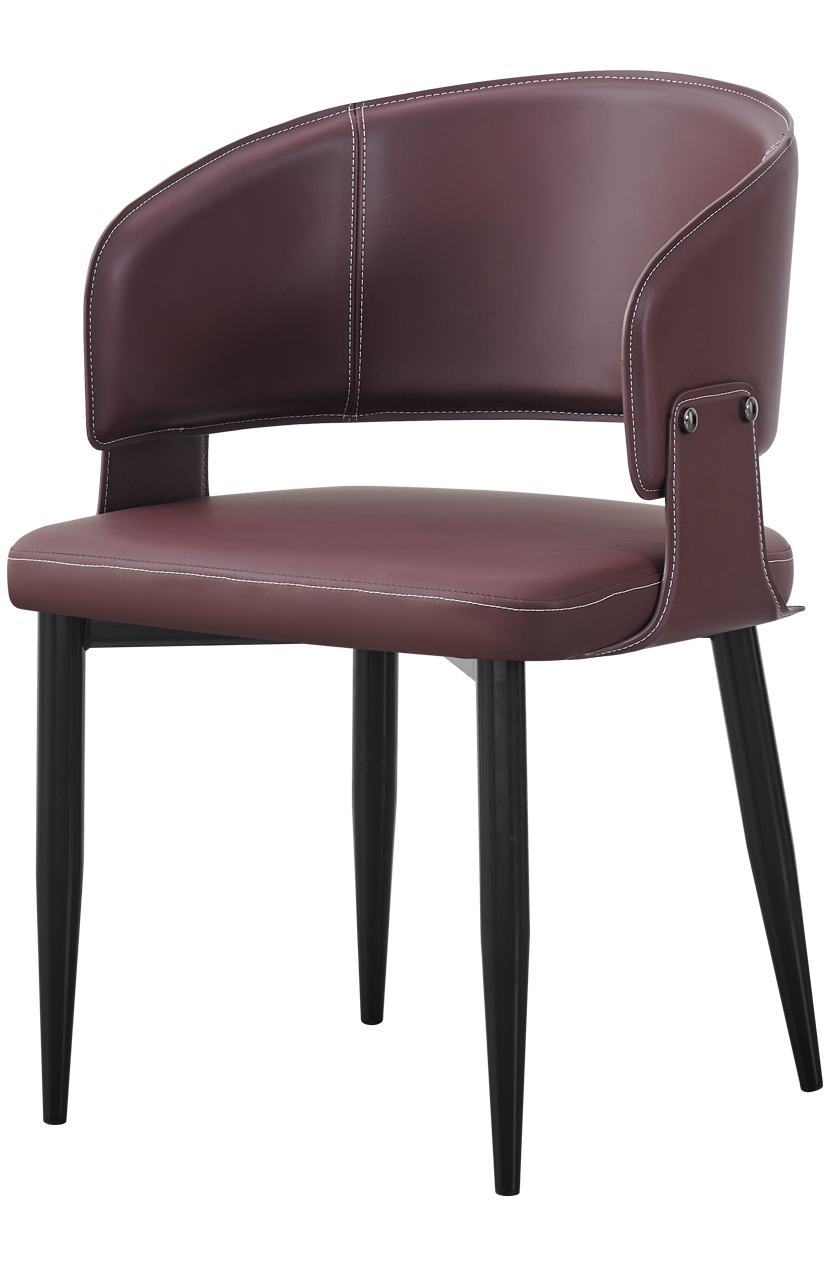 Indoor Metal Burgundy Chair w/ Black Frame