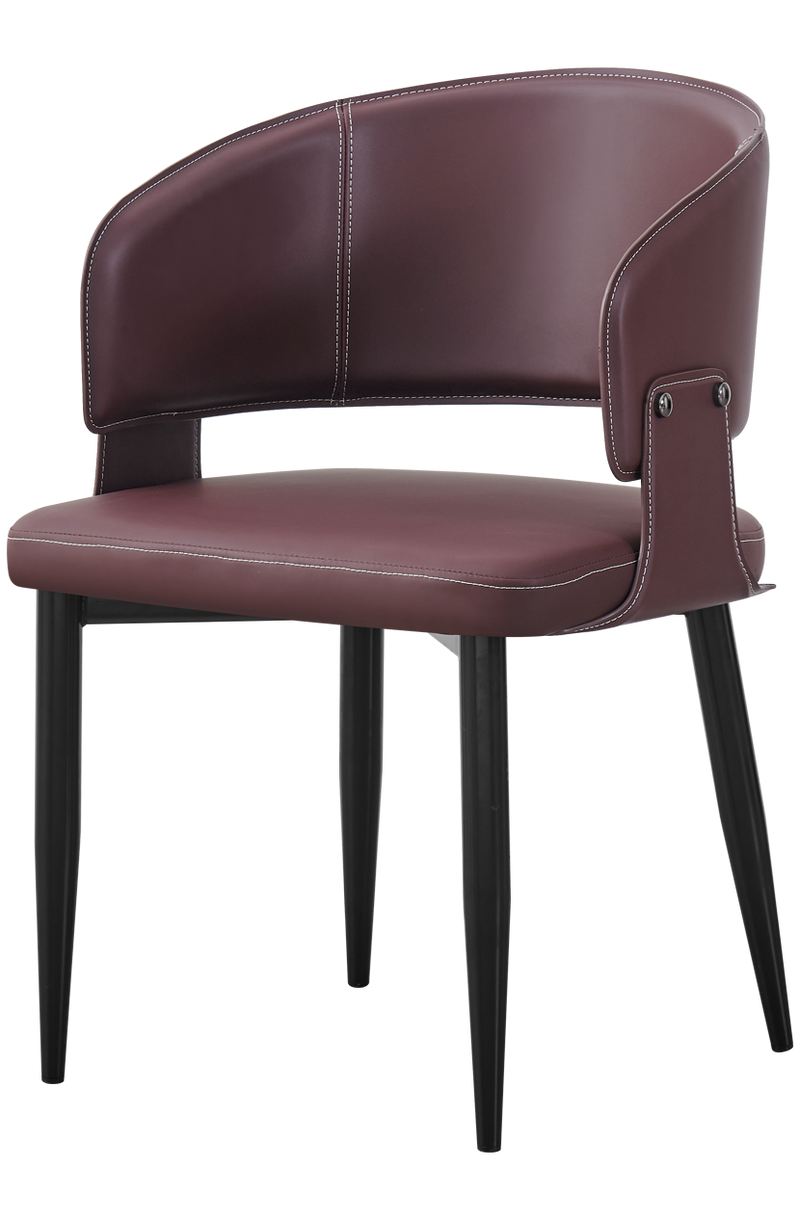 Indoor Metal Burgundy Chair w/ Black Frame