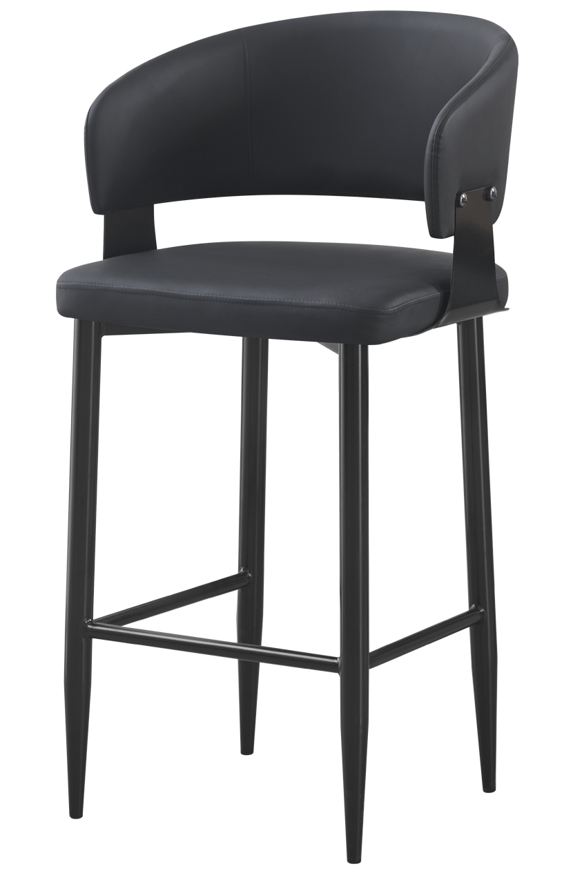 Indoor Black Vinyl Seat Barstool, Finish Black Frame