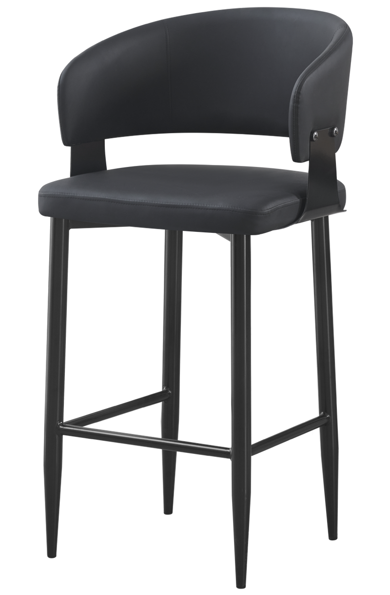 Indoor Black Vinyl Seat Barstool, Finish Black Frame