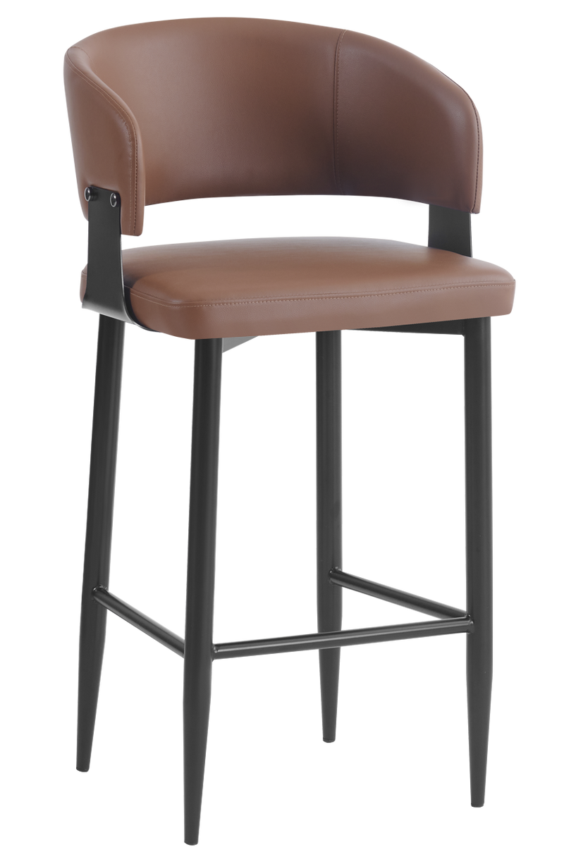 Indoor Brown Vinyl Seat Barstool, Finish Black Frame