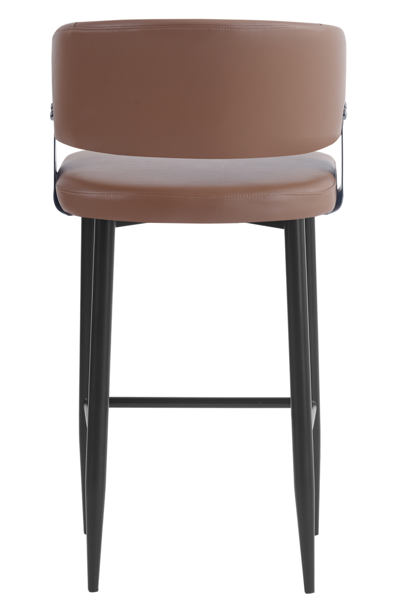 Indoor Brown Vinyl Seat Barstool, Finish Black Frame