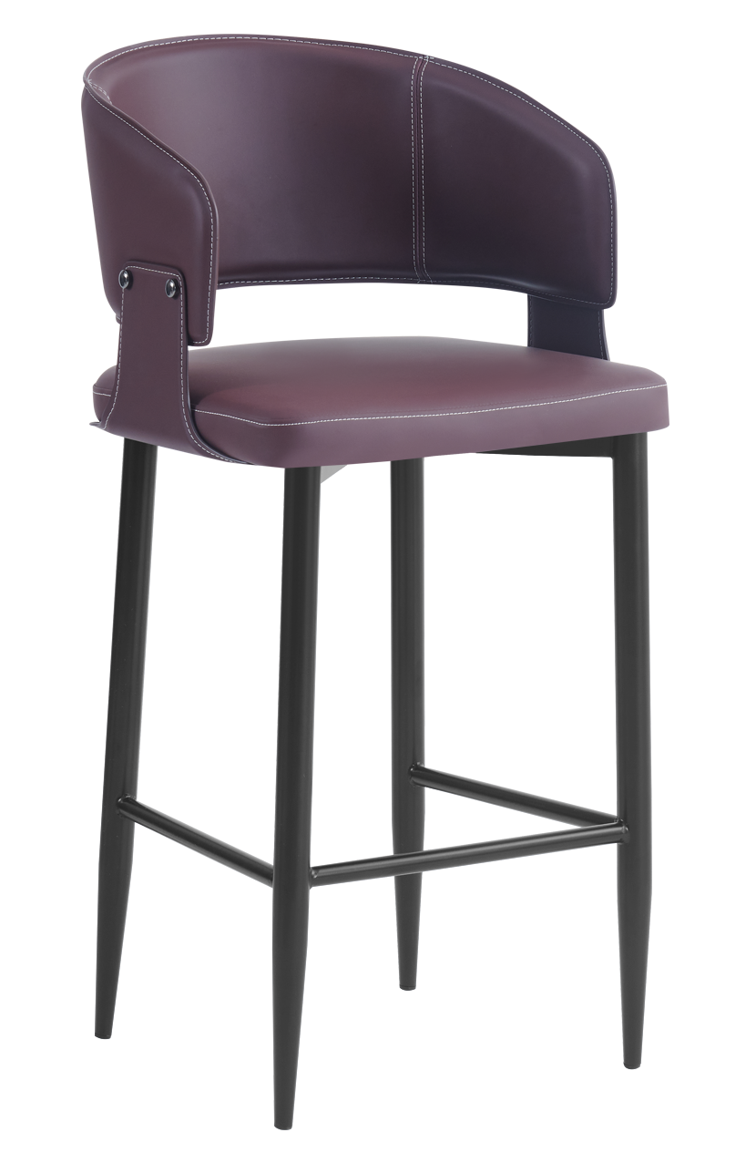 Indoor Red Vinyl Seat Barstool, Finish Black Frame