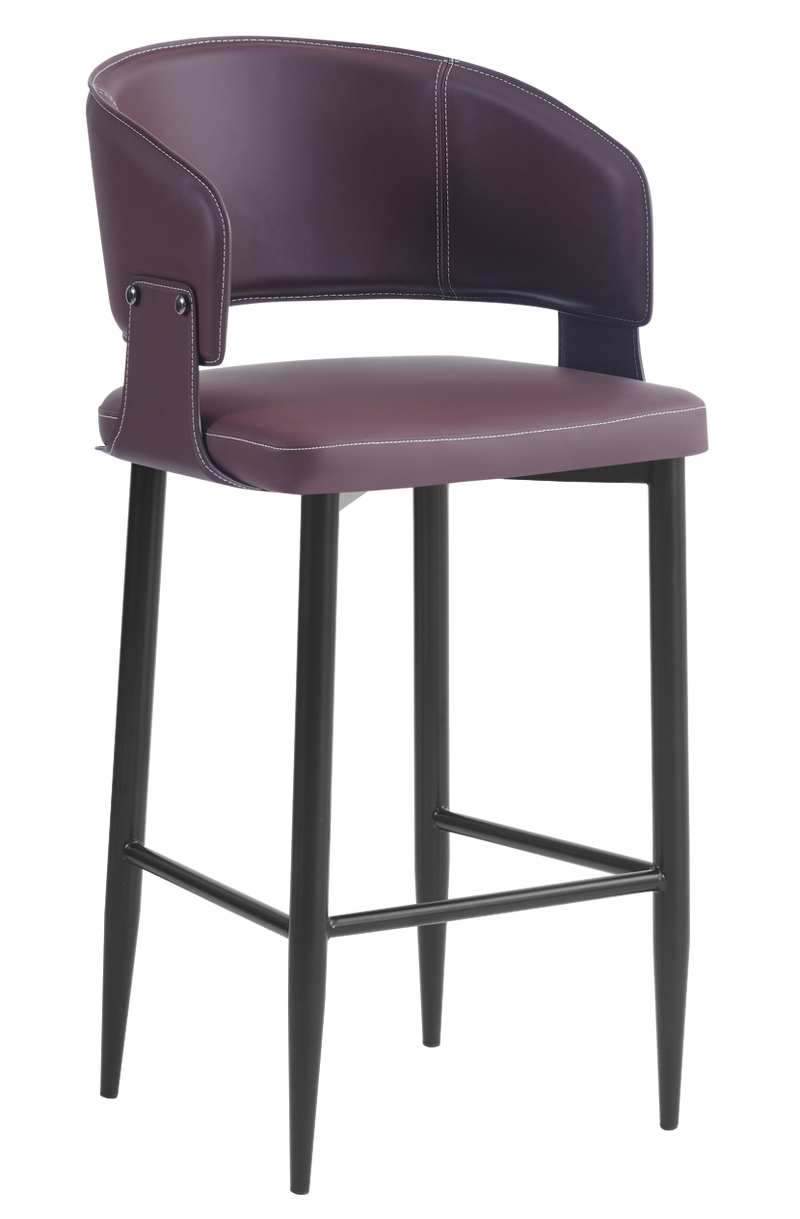 Indoor Red Vinyl Seat Barstool, Finish Black Frame