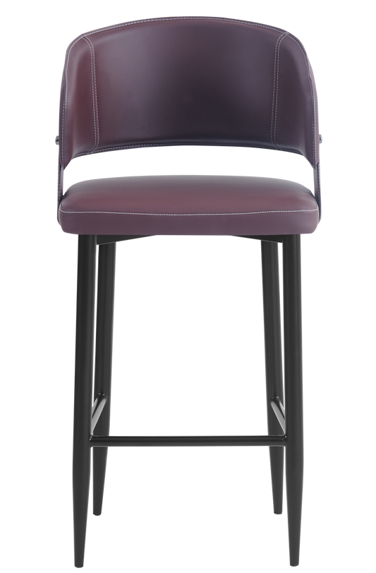 Indoor Red Vinyl Seat Barstool, Finish Black Frame