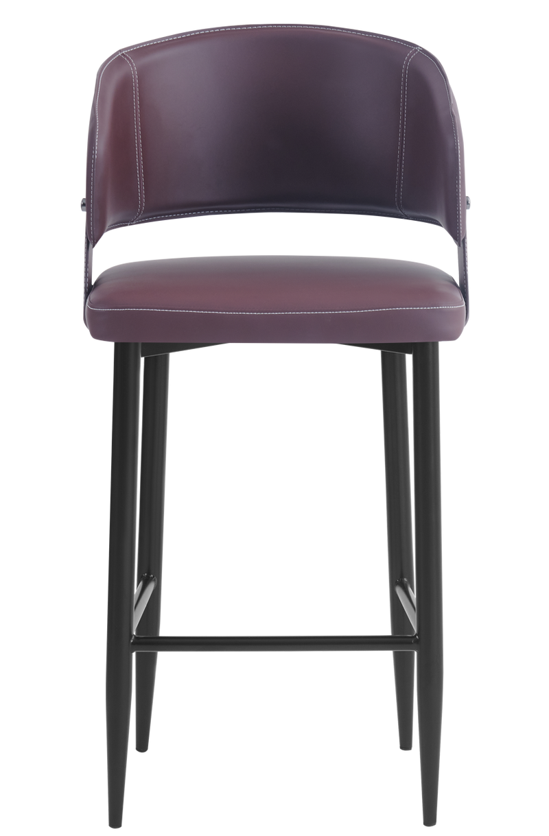 Indoor Red Vinyl Seat Barstool, Finish Black Frame