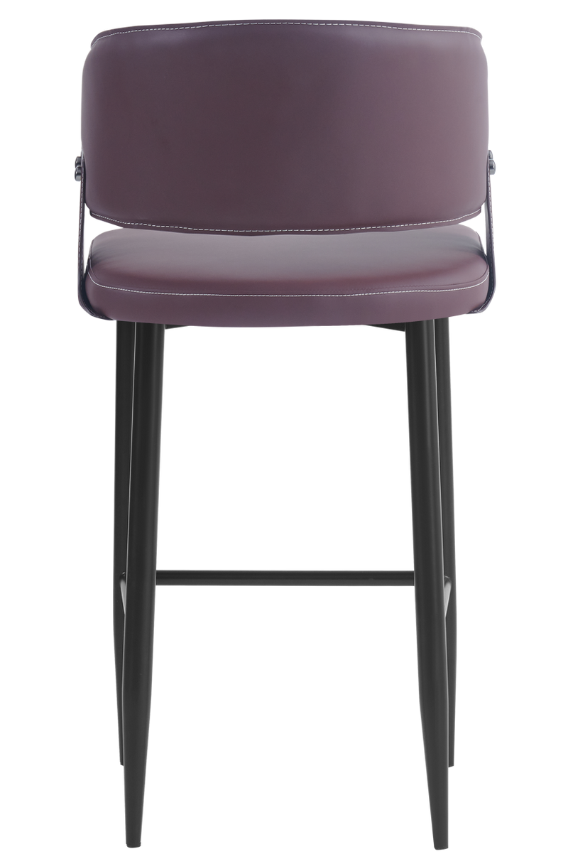 Indoor Red Vinyl Seat Barstool, Finish Black Frame