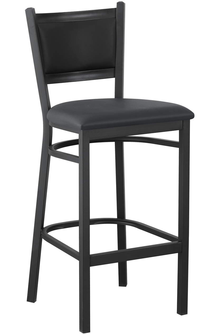 Indoor Metal Barstool W/ Black Vinyl Seat, Finish Black Frame