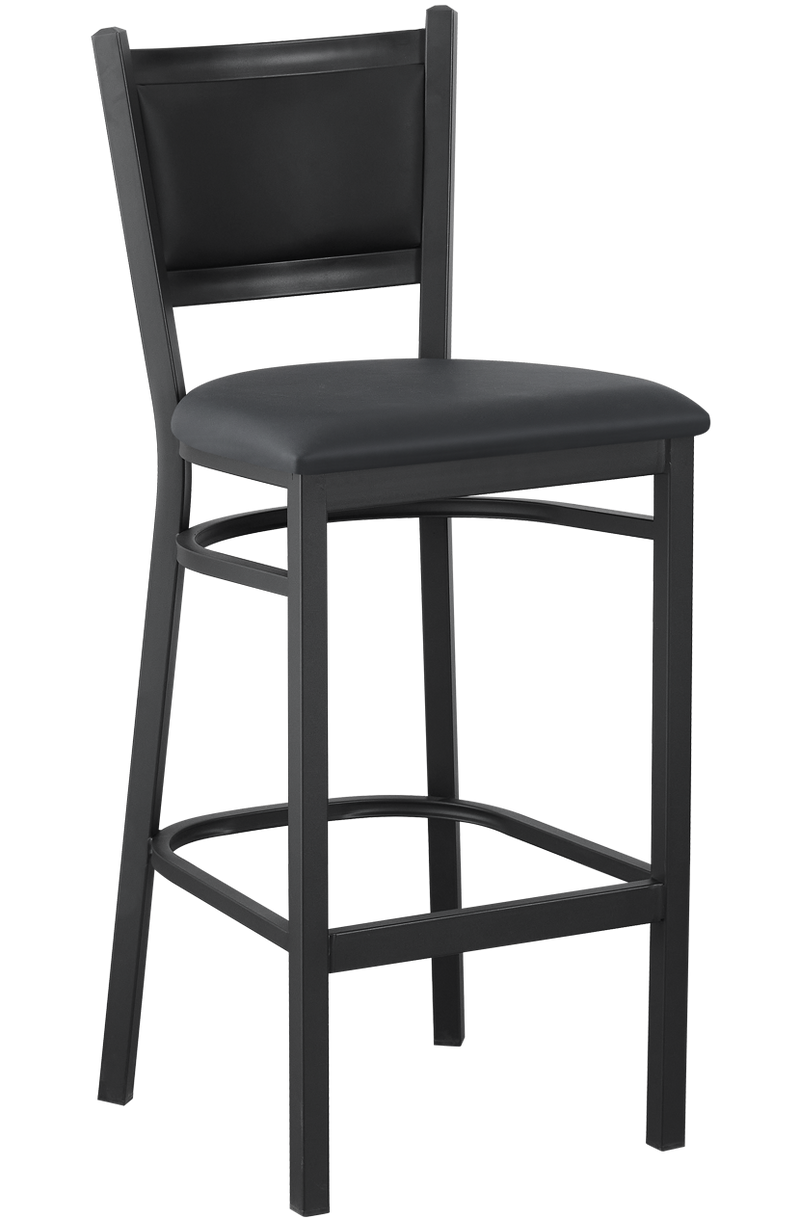 Indoor Metal Barstool W/ Black Vinyl Seat, Finish Black Frame