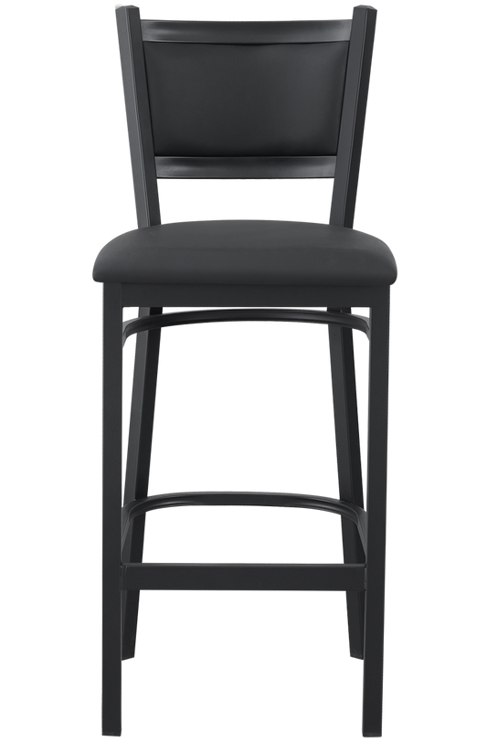 Indoor Metal Barstool W/ Black Vinyl Seat, Finish Black Frame