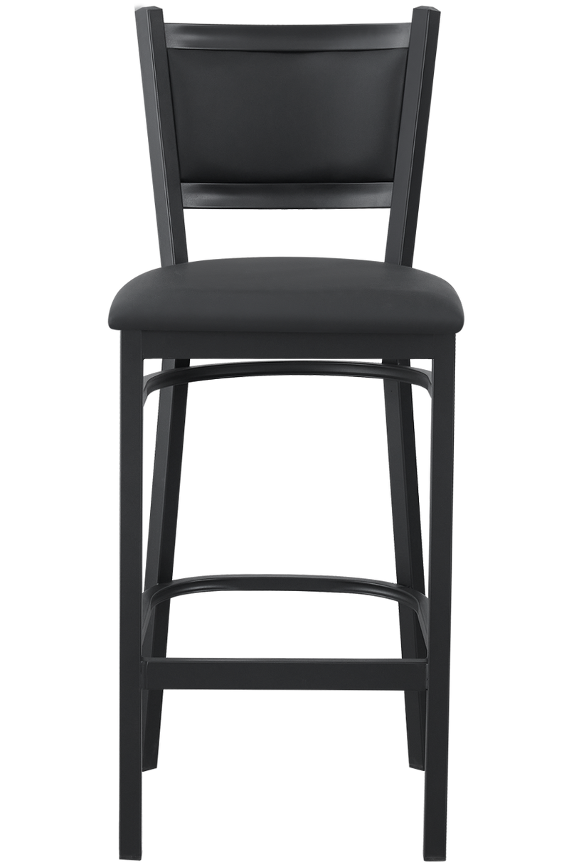 Indoor Metal Barstool W/ Black Vinyl Seat, Finish Black Frame