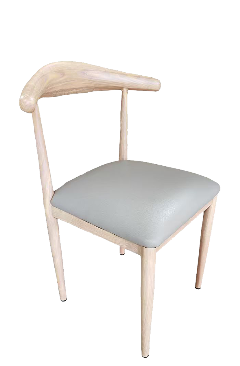 Indoor Wood Grain OX Chair with Grey Seat, Finish Natural – Apex