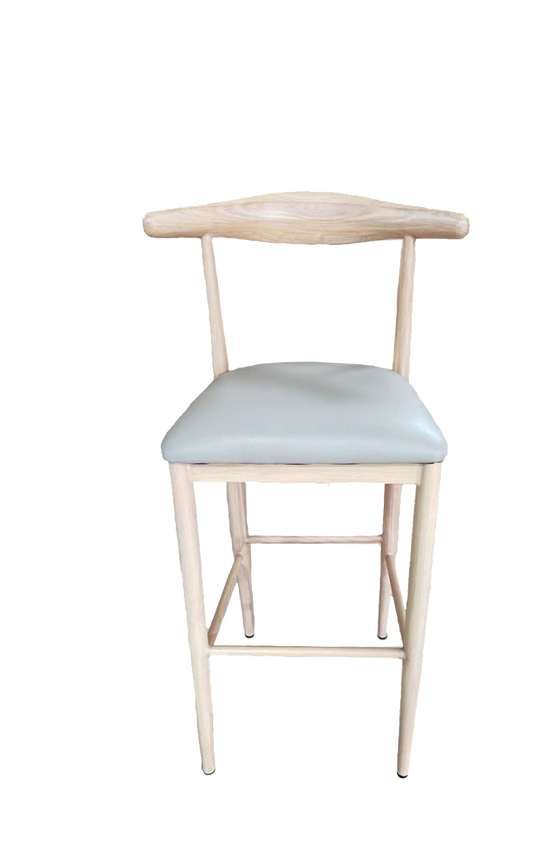 Natural Wood Grain OX Barstool with Grey Seat