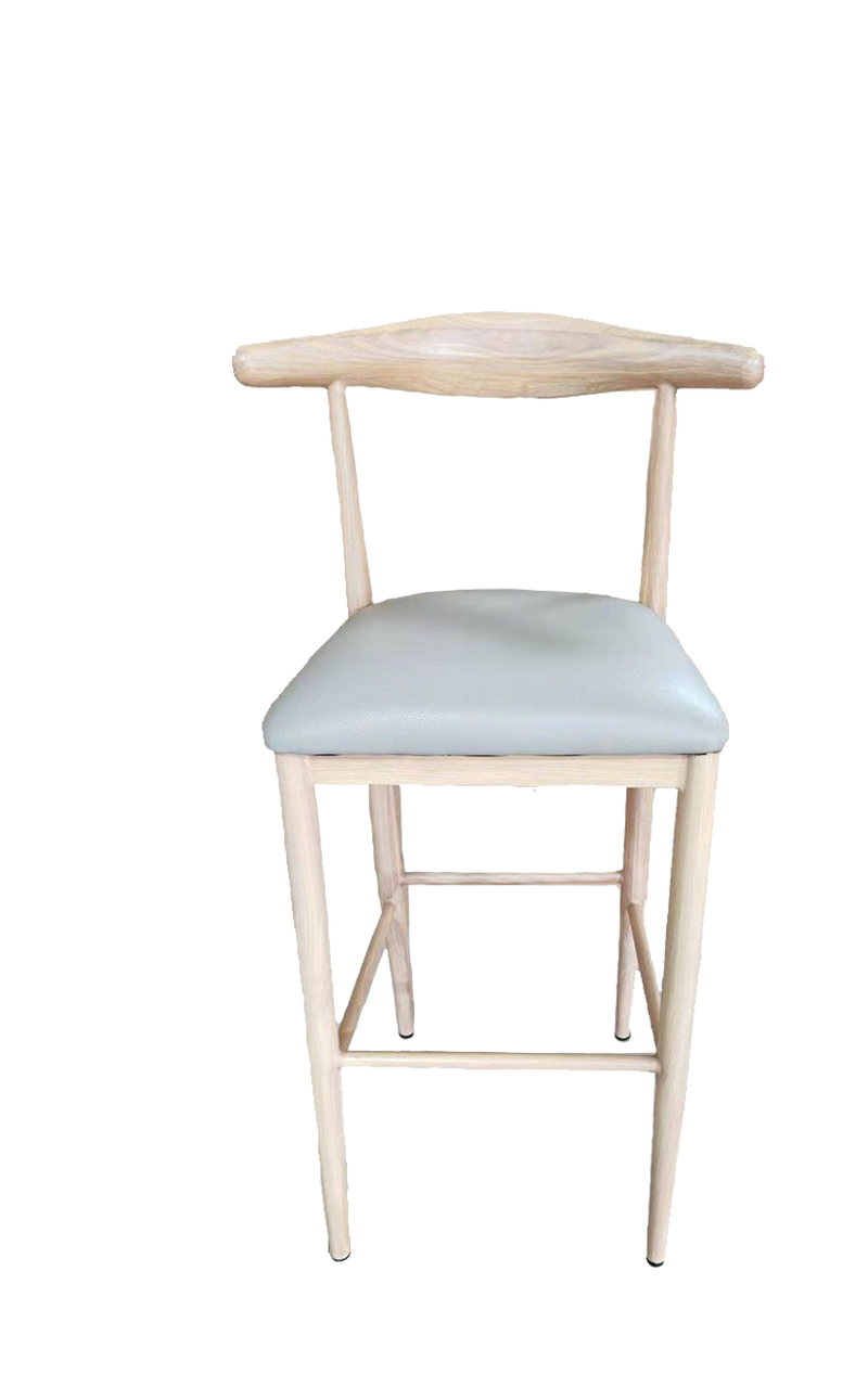 Natural Wood Grain OX Barstool with Grey Seat