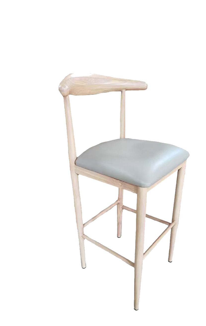 Natural Wood Grain OX Barstool with Grey Seat
