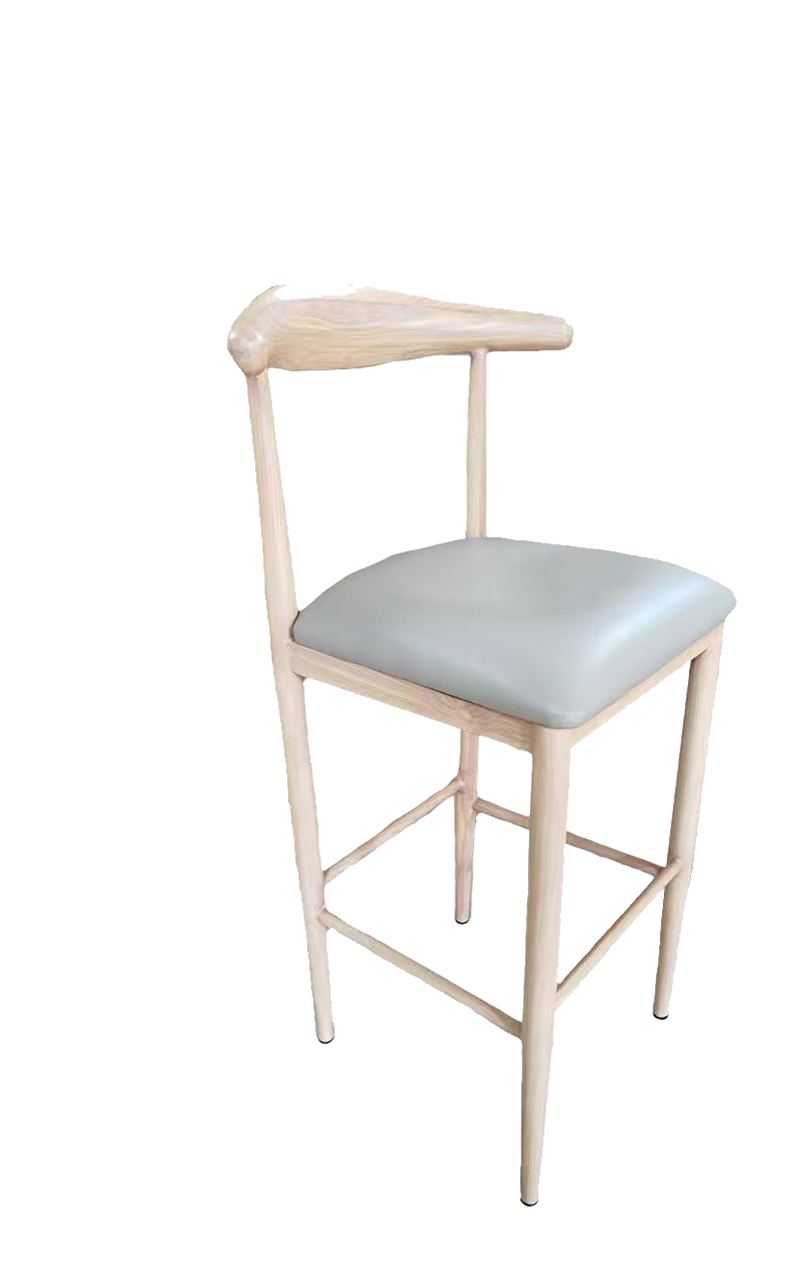 Natural Wood Grain OX Barstool with Grey Seat