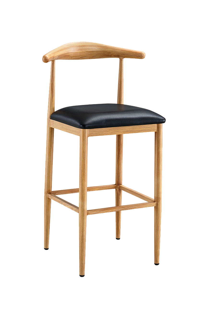 Natural Wood Grain OX Barstool with Black Seat
